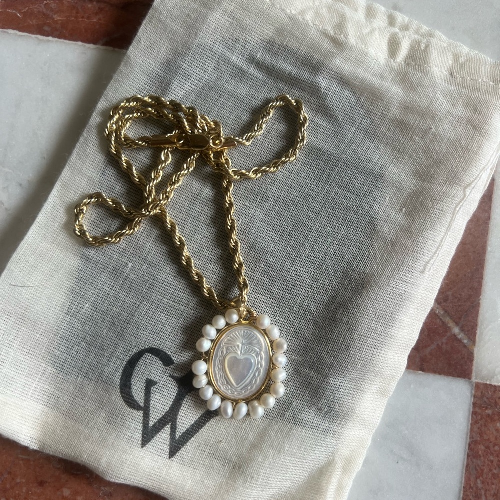 Child of Wild Love Stoned Pearl Necklace
18K Gold Overlay
16 Inches